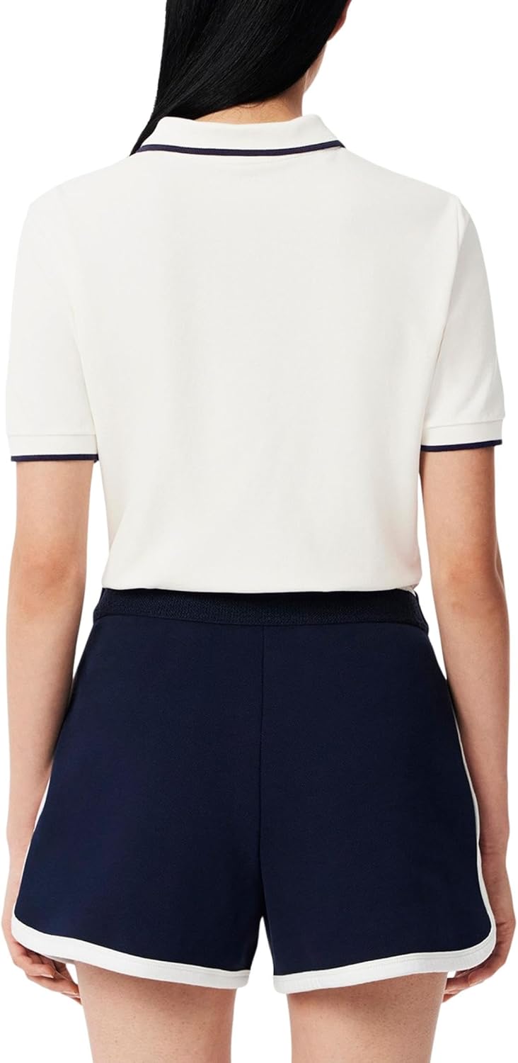 Поло Lacoste Regular Fit с терморегуляцией для тенниса, Flour/Navy Blue — фото 3