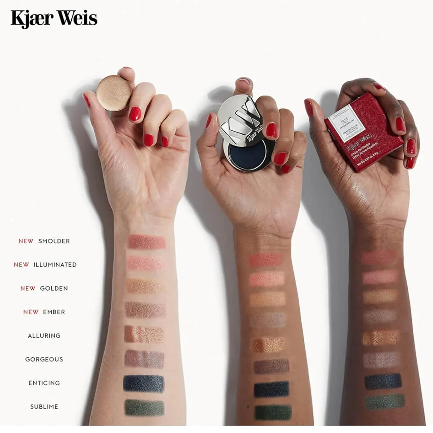 Тени для век Kjaer Weis Cream Eyeshadow, стойкие кремовые с металлическим золотым оттенком, органический состав Kjær Weis, Enticing — фото 4