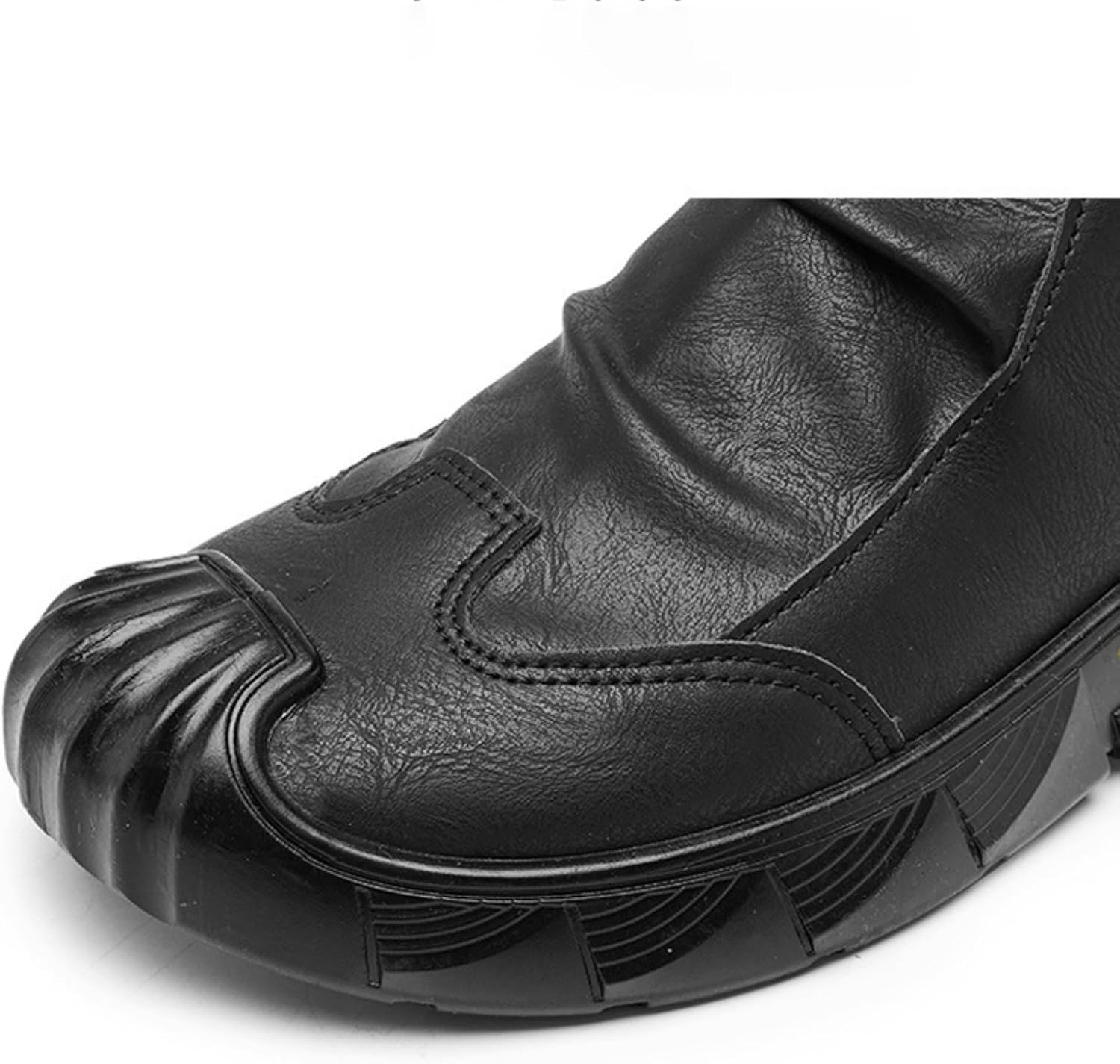 Мужские высокие кожаные ботинки Челси, длинные, ручной работы, повседневный стиль, без шнурков, с амортизирующей уличной резиновой подошвой, противоскользящие, с пряжкой на щиколотке, мягкая обувь для бизнеса и повседневной носки Houdbdol, черны... — фото 3
