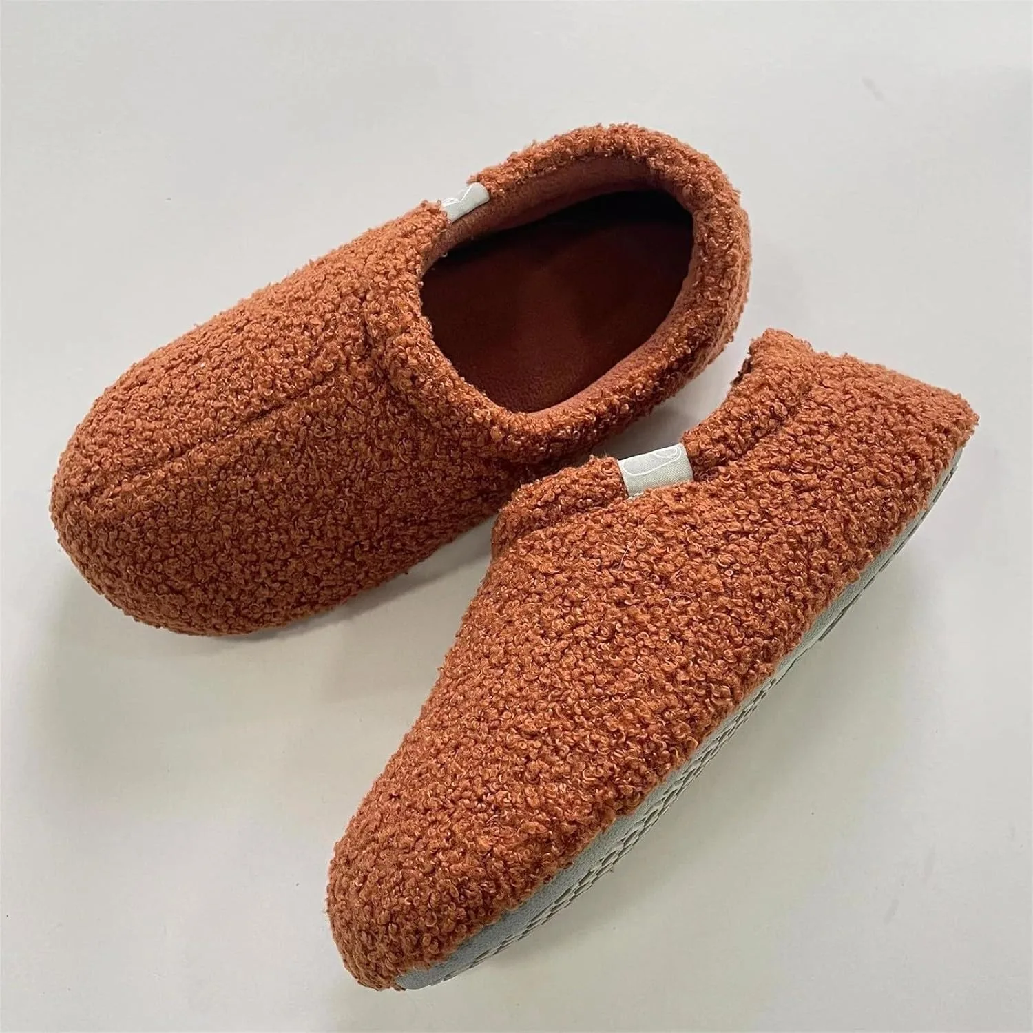 Тапочки мужские хлопковые Generic, тапочки мужские хлопковые с закрытой подкладкой, теплые без шнурков, однотонные тапочки, Ленты с защитой от столкновений Generisch, темно-коричневый — фото 3