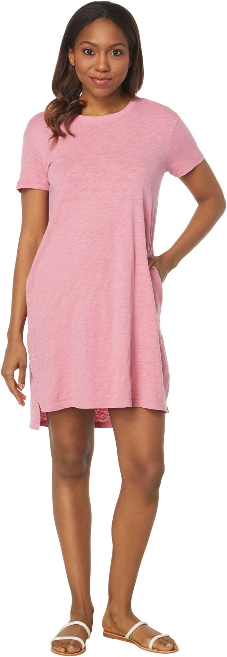 

Платье Mod-o-doc Slub Jersey Short Sleeve Open Crew T-Shirt Dress, цвет Coral Sun