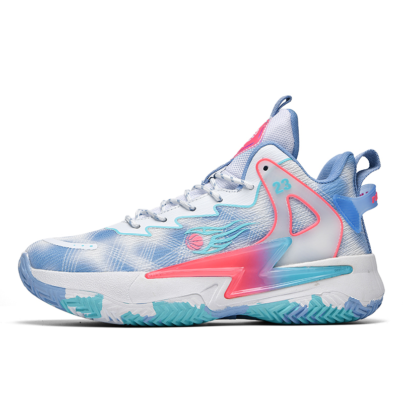 

ATAY Амортизирующие нескользящие износостойкие баскетбольные кроссовки мидтоп Unisex бело-голубые, цвет White Blue