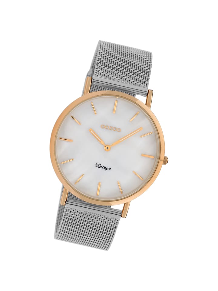 

Аналоговые наручные часы Oozoo Vintage Series, серебристые, большие (примерно 40 мм)