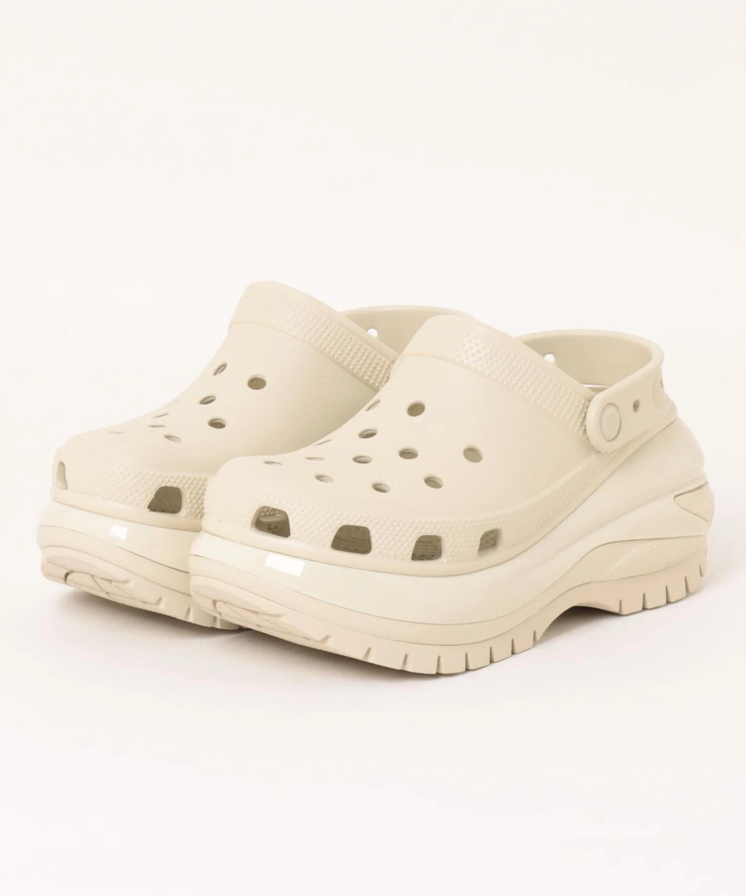 Унисекс сандалии на платформе Crocs Mega Crush Clog бежевые