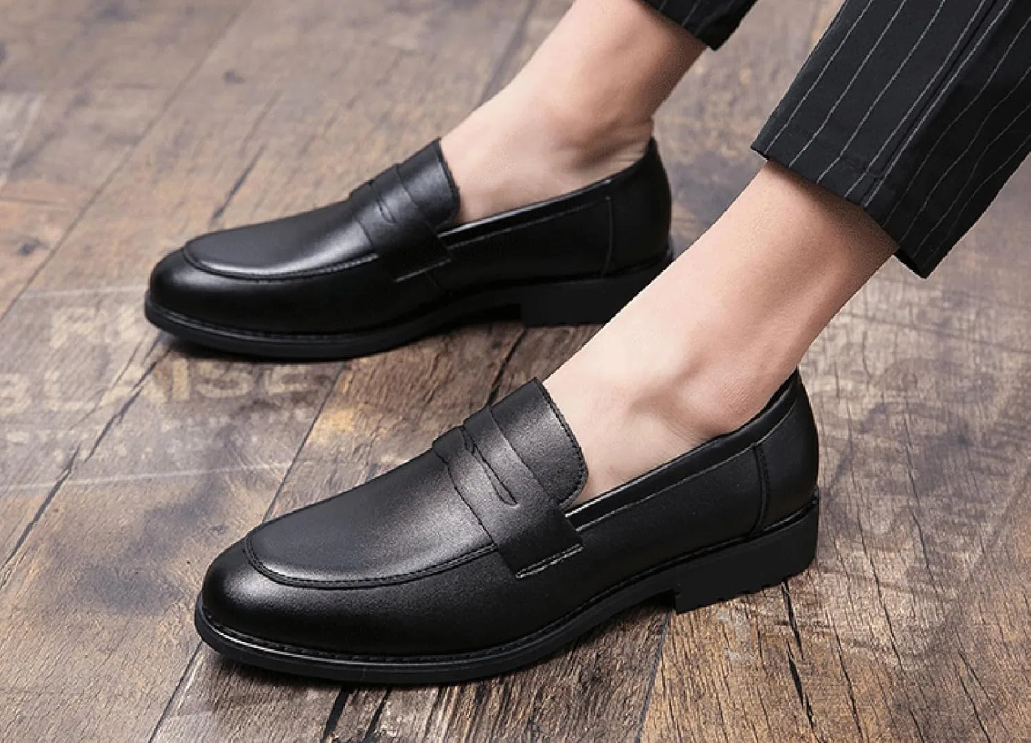 Лоферы Penny Loafers Classic Slip-On Dress Shoes Faux Leather, Black HHMYJUQA — фото 4