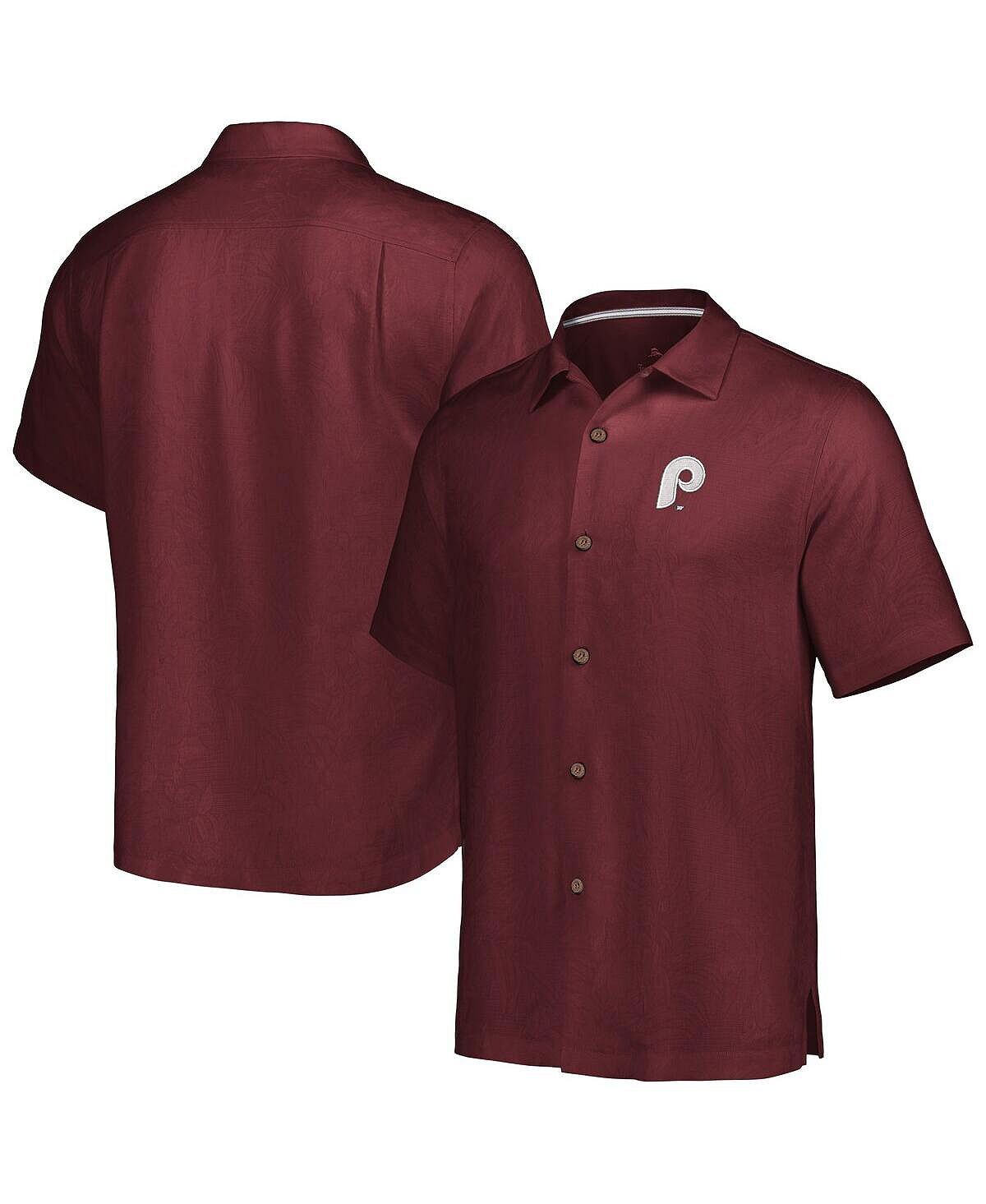 

Мужская бордовая рубашка на пуговицах Philadelphia Phillies Sport Tropic Isles Camp Tommy Bahama