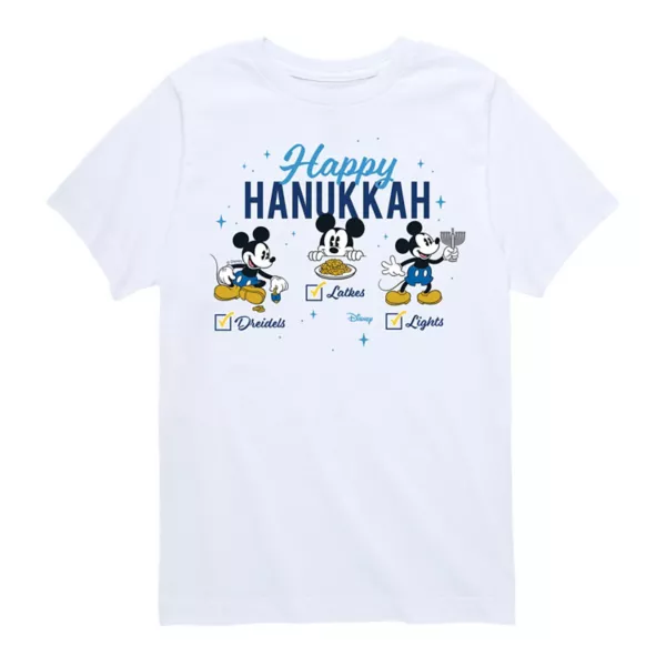 

Футболка с рисунком Микки Мауса для мальчиков 8-20 лет с надписью «Счастливой Хануки» Disney, белый