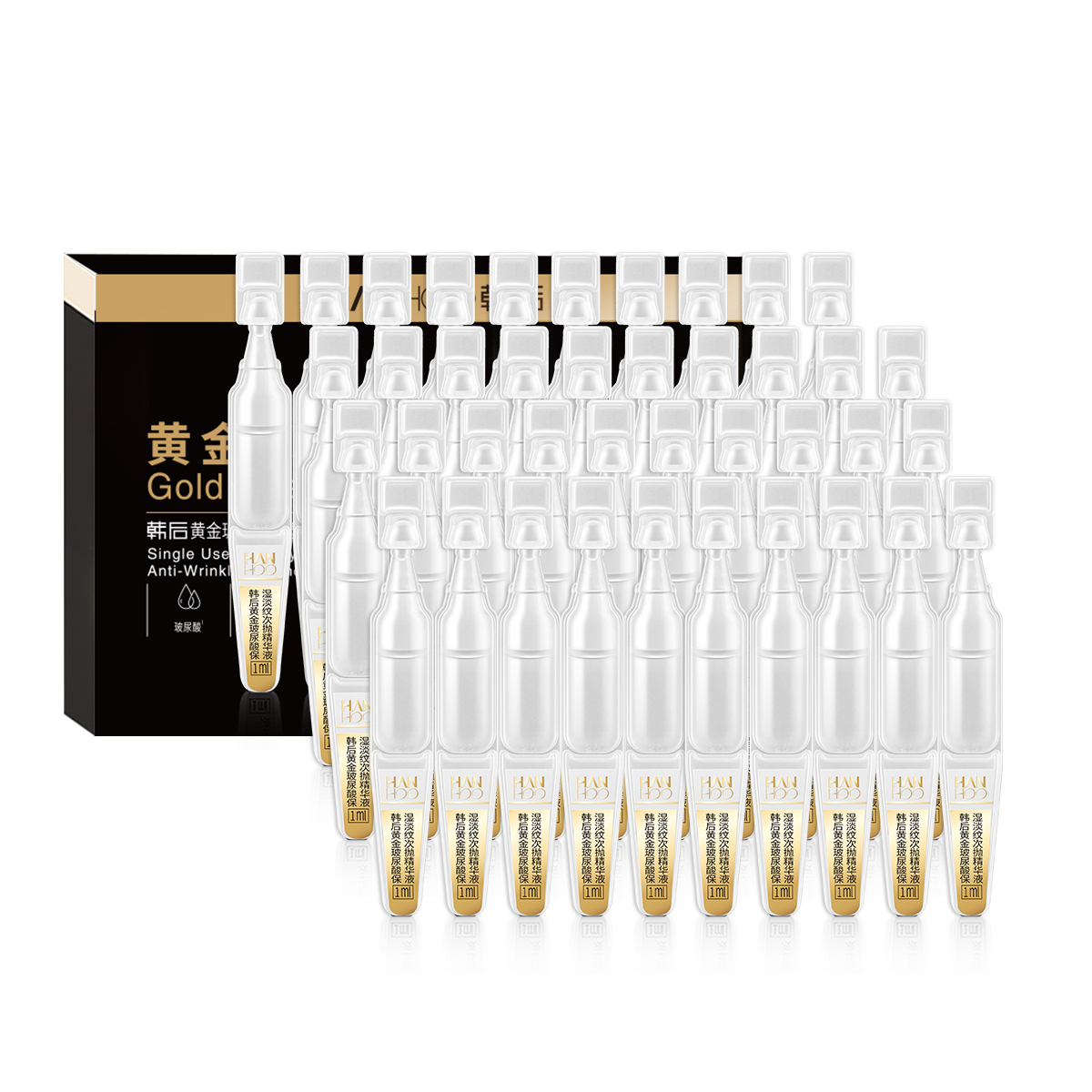 Сыворотка с вторичным высвобождением, унисекс Hanhoo, hanho золото hyaluronic acid single-use essences liquid 1ml*5 — фото 2