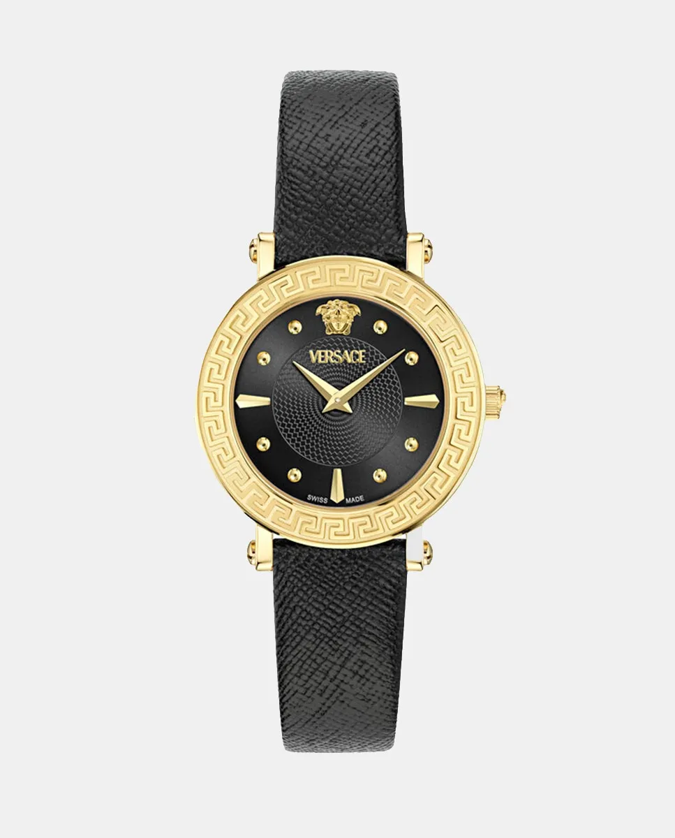 

Женские часы Greca Sphere VE9C00224 из черной кожи Versace, черный