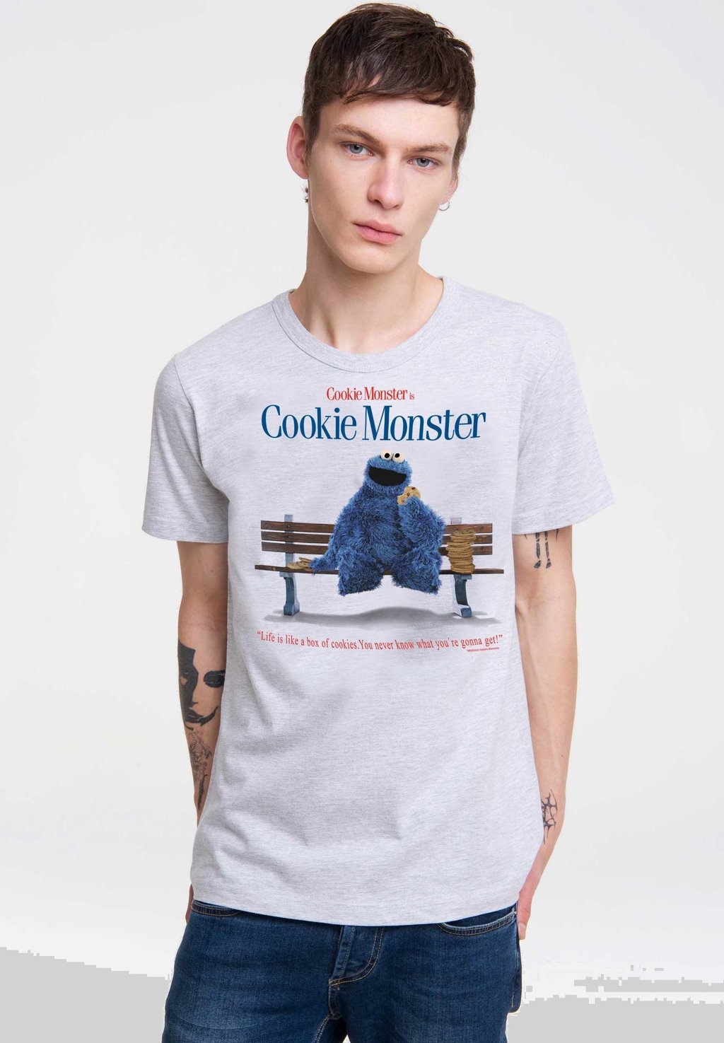 

Футболка с принтом SESAMSTRASSE KRÜMELMONSTER-BANK LOGOSHIRT, цвет grau meliert