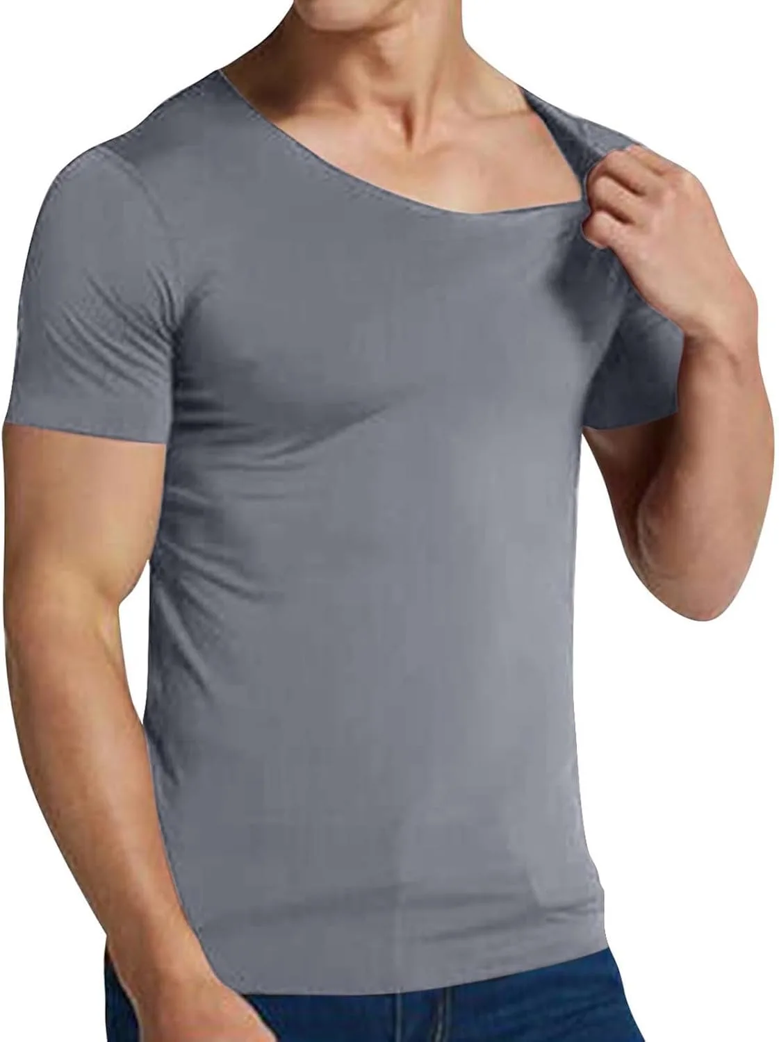 Мужская футболка V-образным вырезом с коротким рукавом Slim Fit — фото 4