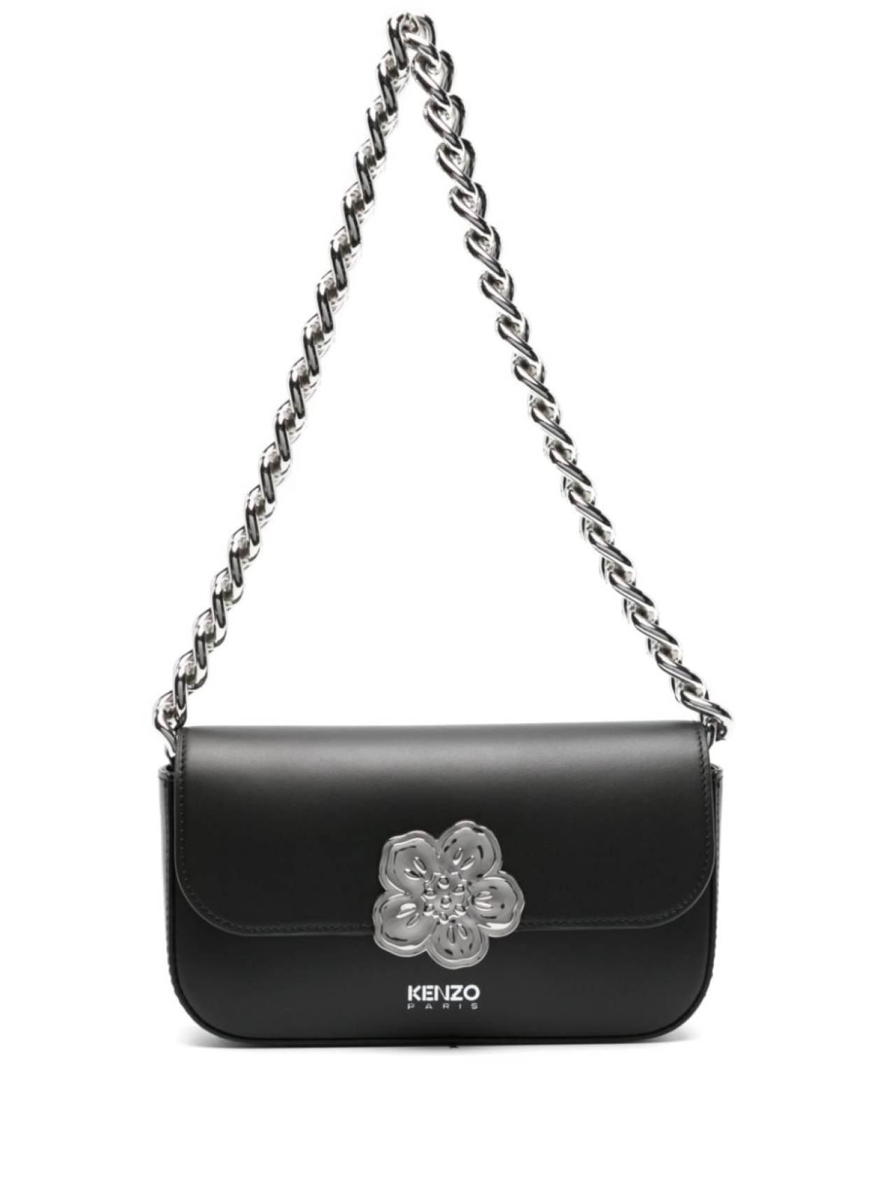 

Kenzo Boke Flower-plaque leather shoulder bag, черный