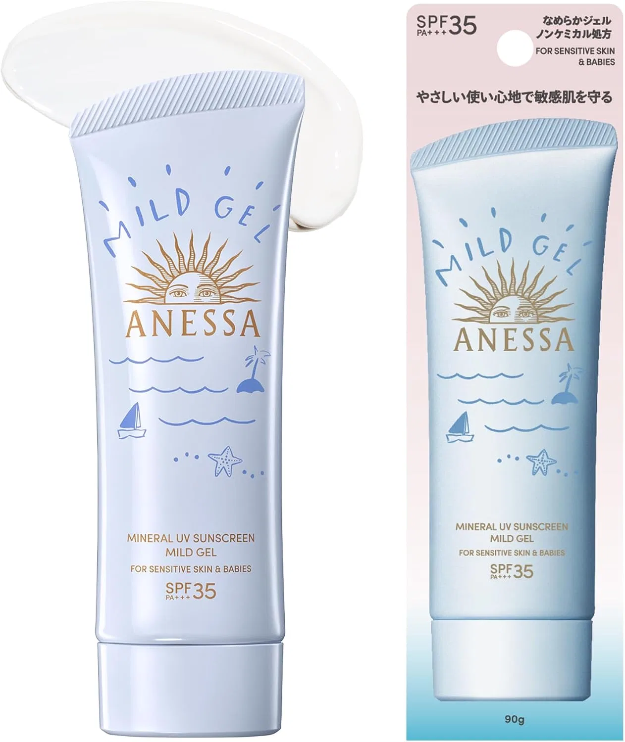 Солнцезащитный гель ANESSA Mineral UV Mild Gel 90 мл SPF35 PA+++, бесцветный