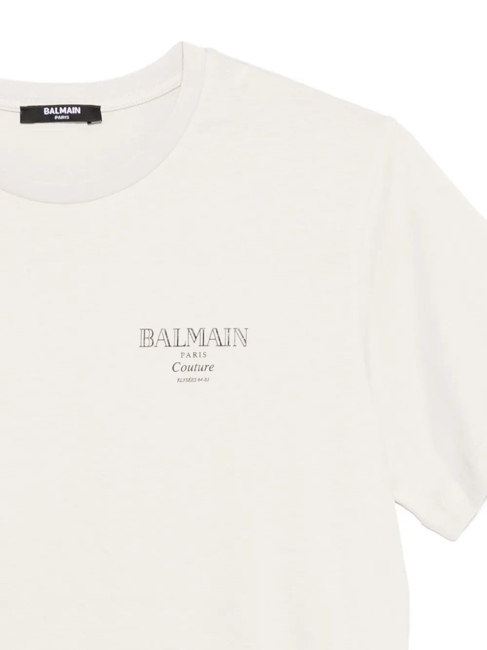 Хлопковая футболка с логотипом Balmain Kids, нейтральный — фото 3
