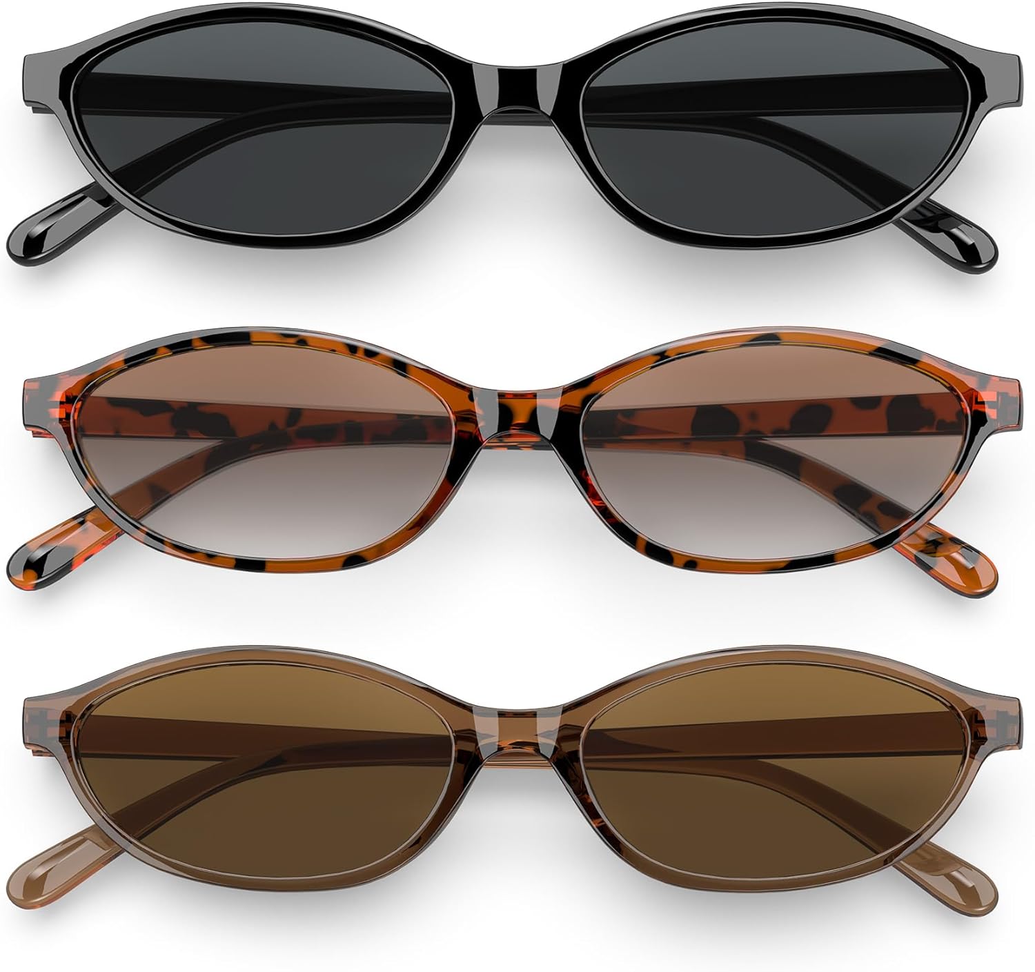 

Ретро-солнцезащитные очки овальной формы для женщин, очки «кошачий глаз»: стильные солнцезащитные очки в стиле 90-х, легкие и модные QALLY, (3 Pack)black/Grey+brown/Brown+tortoise/Gradient Brown