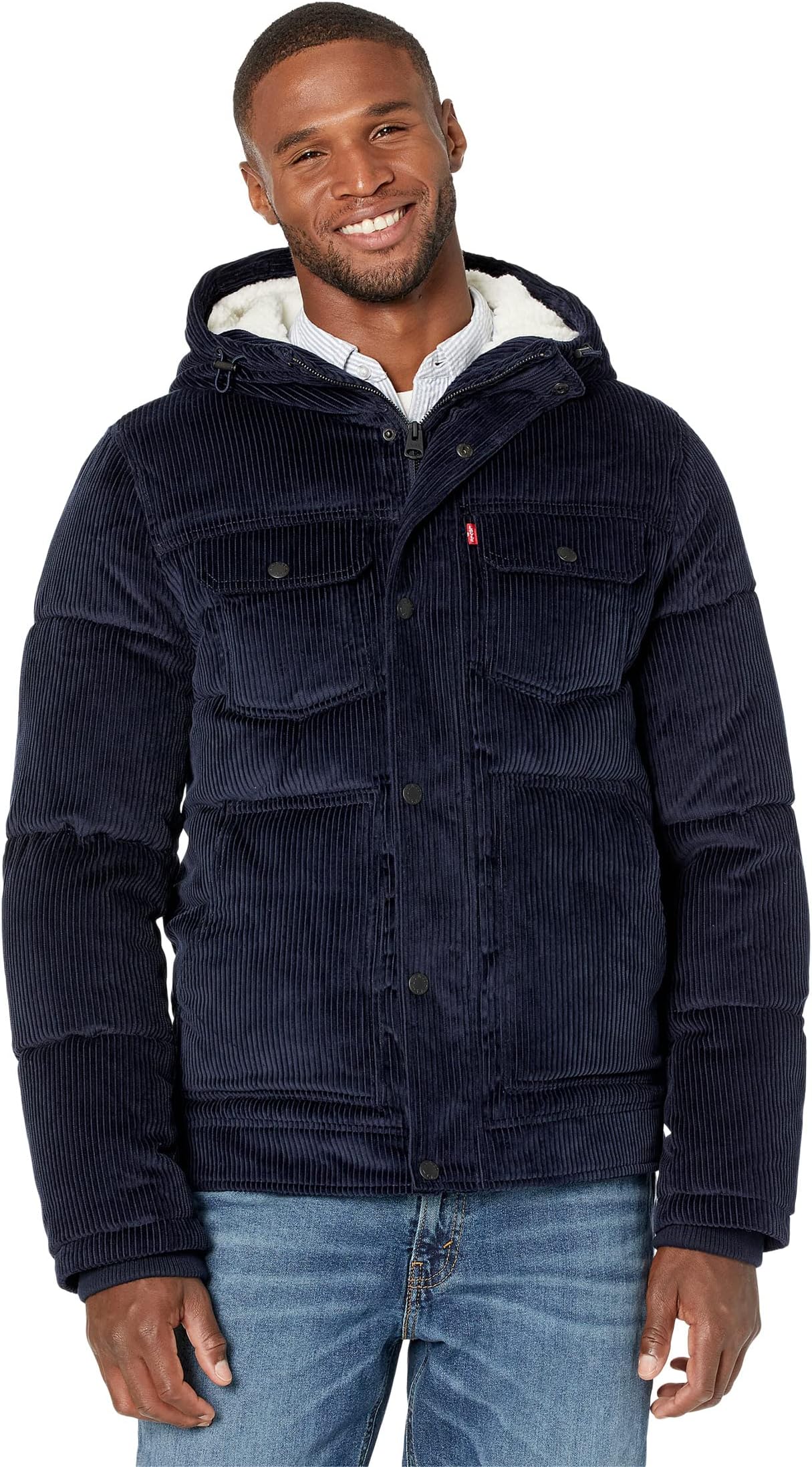 

Худи Levi's Quilted Corduroy Depot Hoodie w/ Sherpa Lined Hood, темно-синий