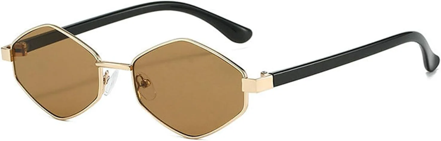 

Willochra Модные маленькие солнцезащитные очки неправильной формы с металлической оправой, «кошачий глаз», ретро-стиль, защита от ультрафиолета UV400, Brown