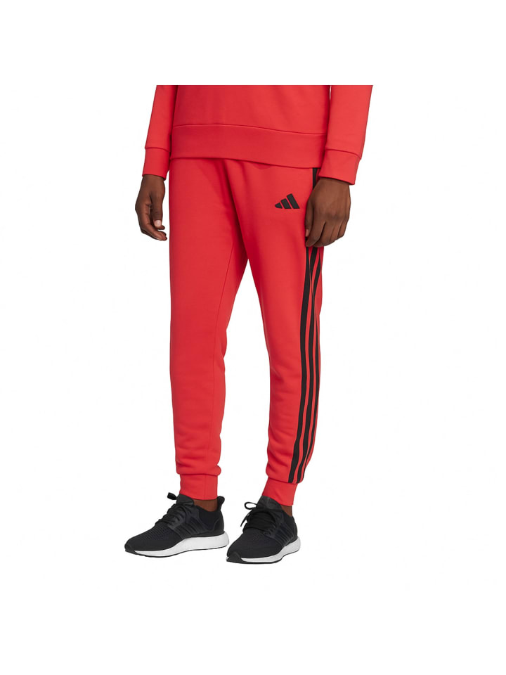 Мужские спортивные брюки из мягкого французского трикотажа красного цвета. adidas — фото 2