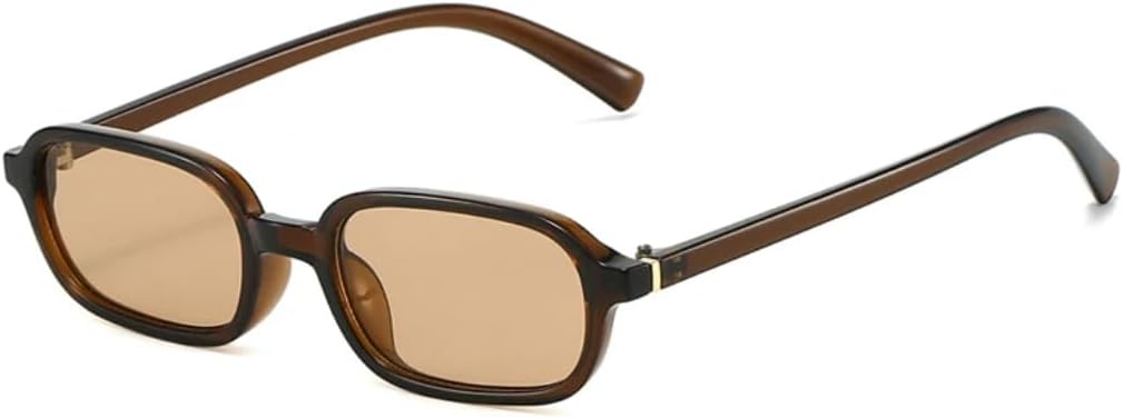 

Солнцезащитные очки для мужчин и женщин - защита UV400 - маленькая оправа, прозрачные цветные линзы, для занятий спортом на открытом воздухе и вождения DSVIGF, Brown Champagne