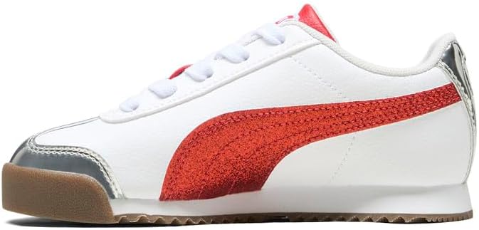 Кроссовки Puma Unisex-Child Roma, белый/красный/серебряный — фото 3