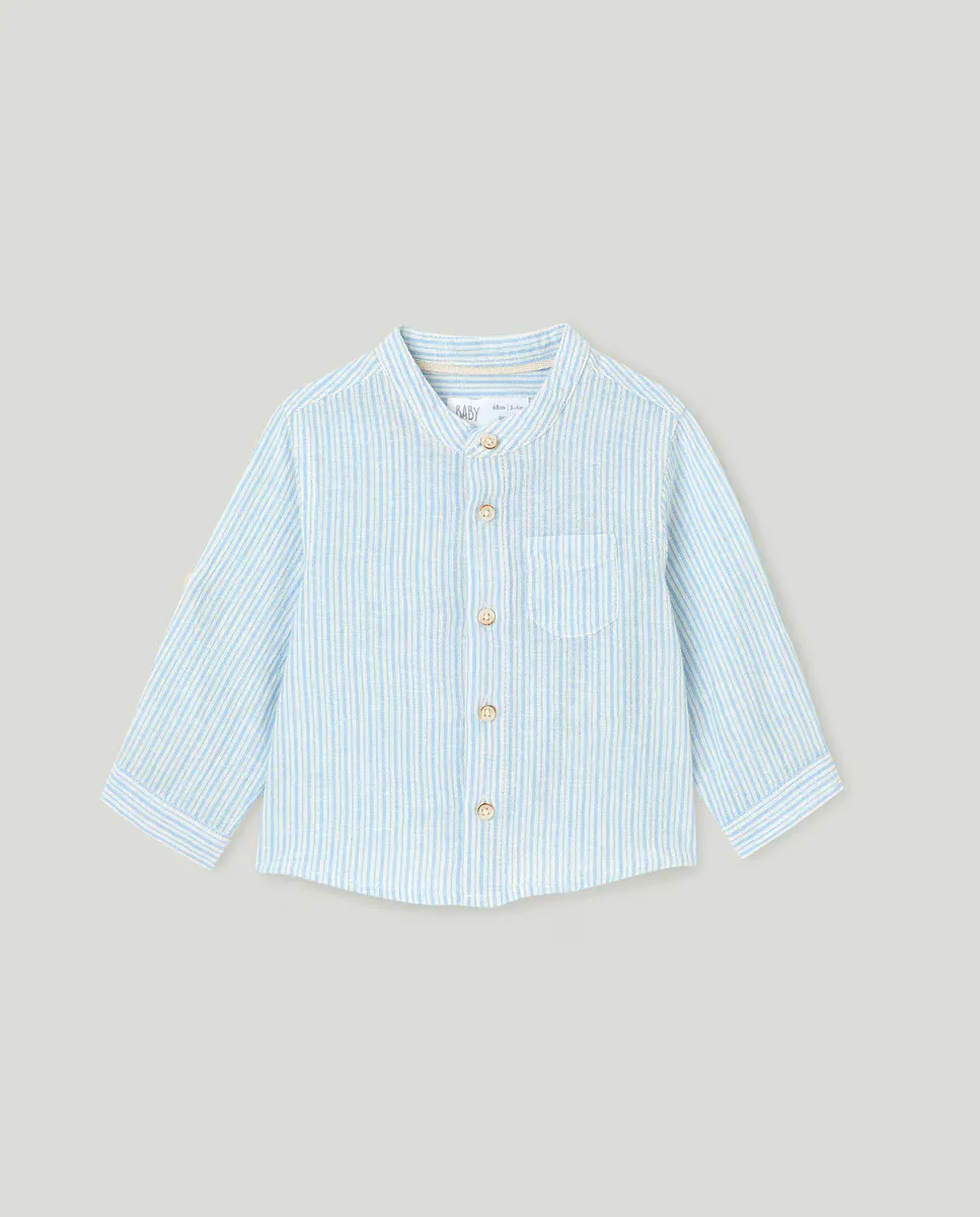 

Полосатая льняная рубашка для мальчика Baby El Corte Inglés, синий