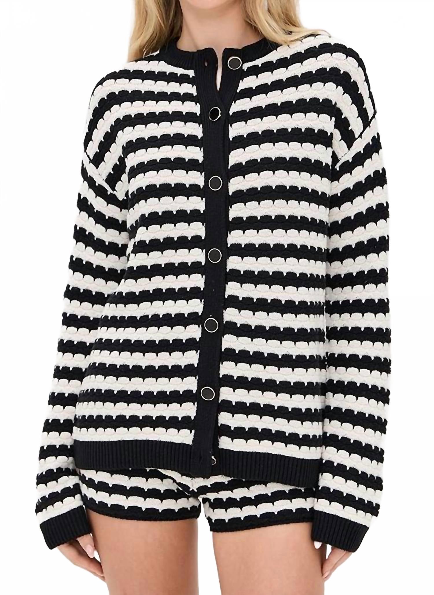 

Show Me Your Mumu Кардиган Inez в черно-белую полоску