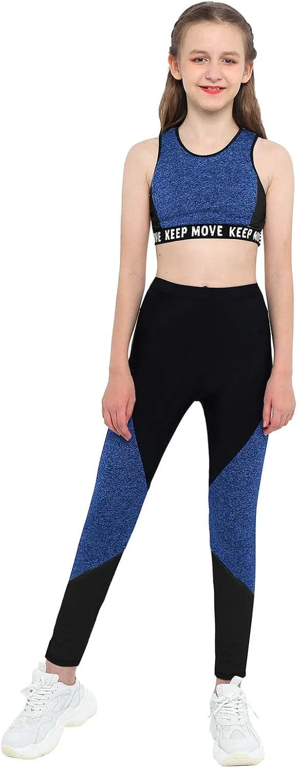 Детский спортивный костюм для девочек Choomomo, топ и леггинсы, Blue Black