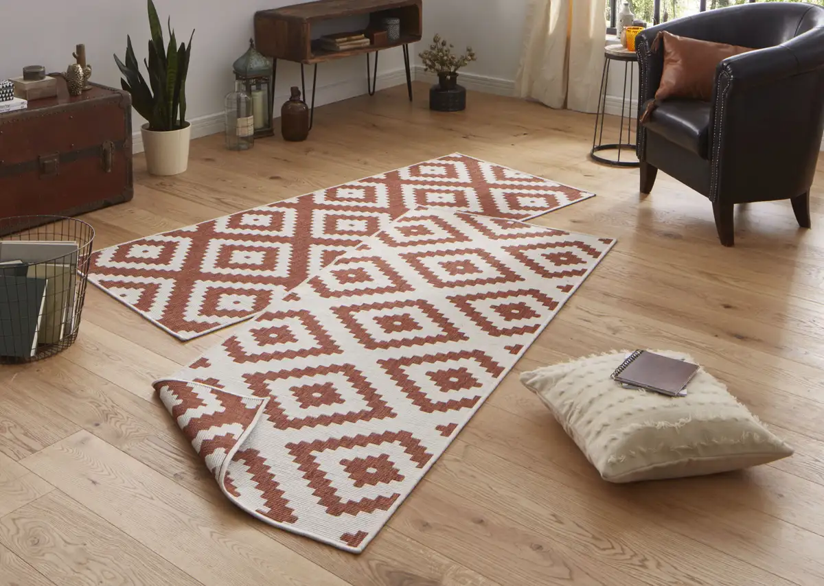 

Двусторонний ковер NORTHRUGS 80х250 см, цвет terra/creme