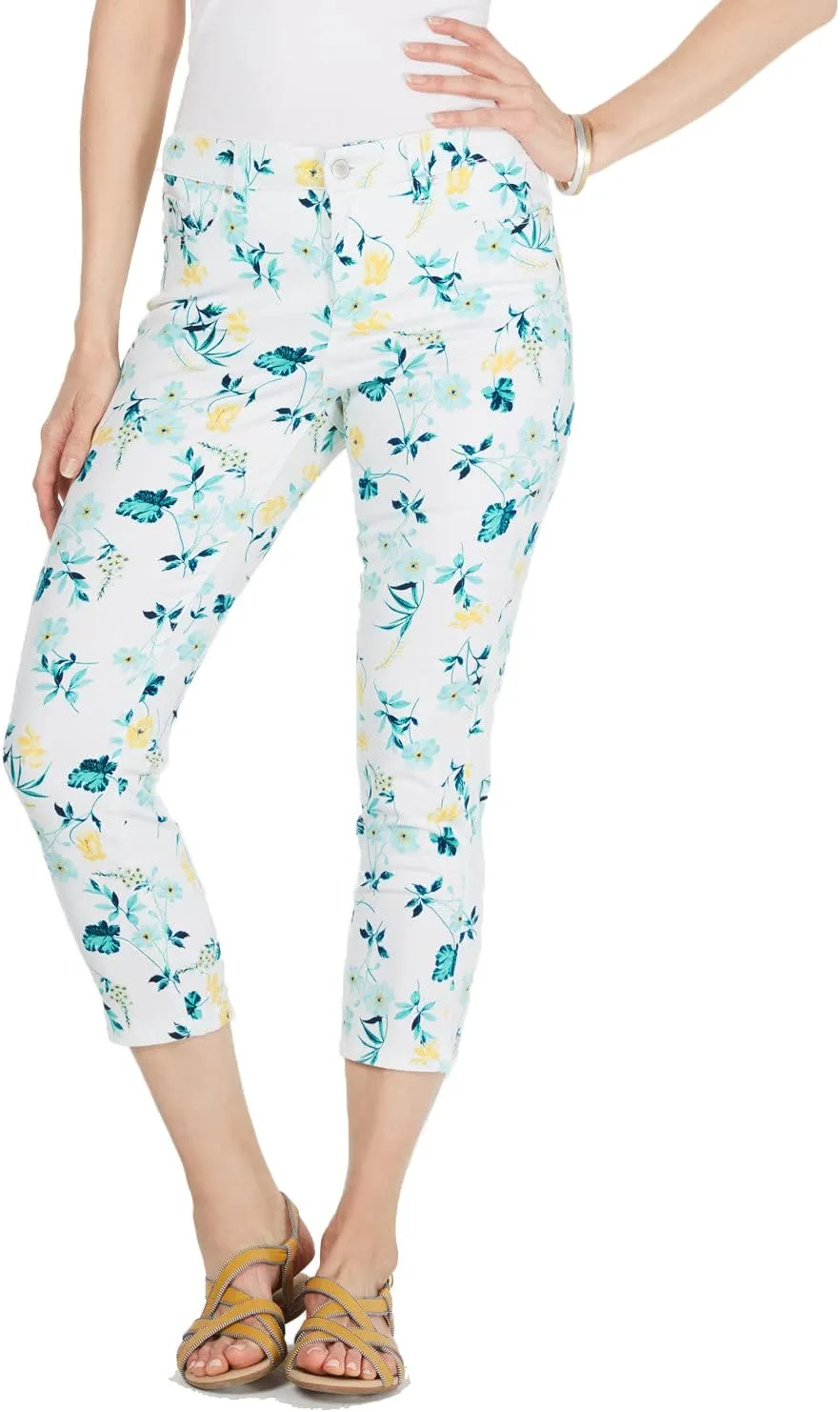 

Charter Club Petite джинсы капри с цветочным принтом и эффектом контроля живота