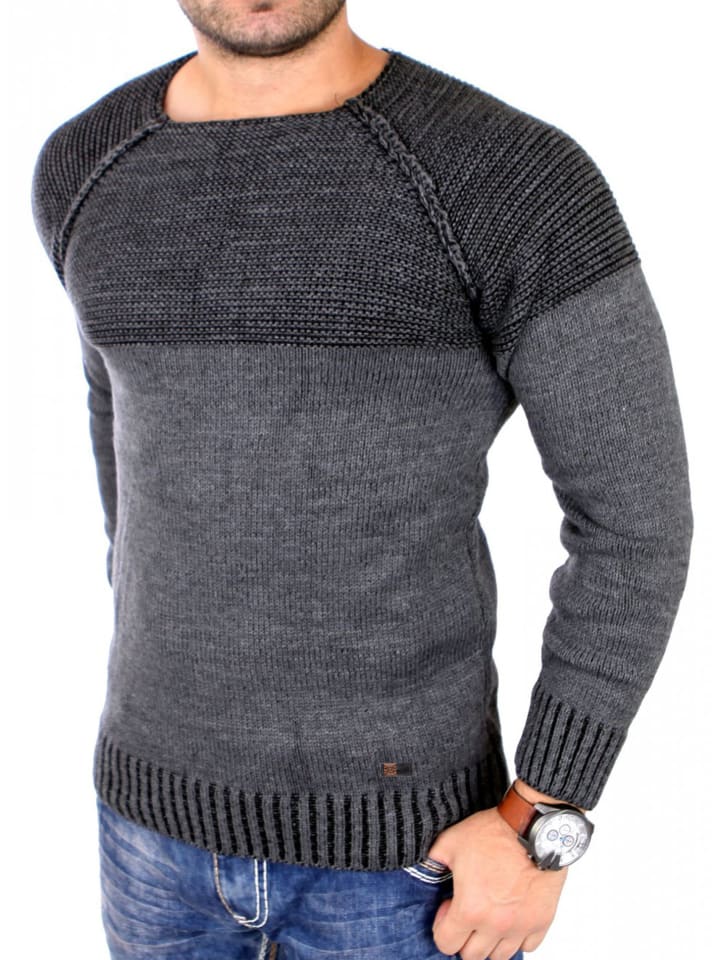 

Пуловер RESLAD Strickpullover Two-Tone, антрацит