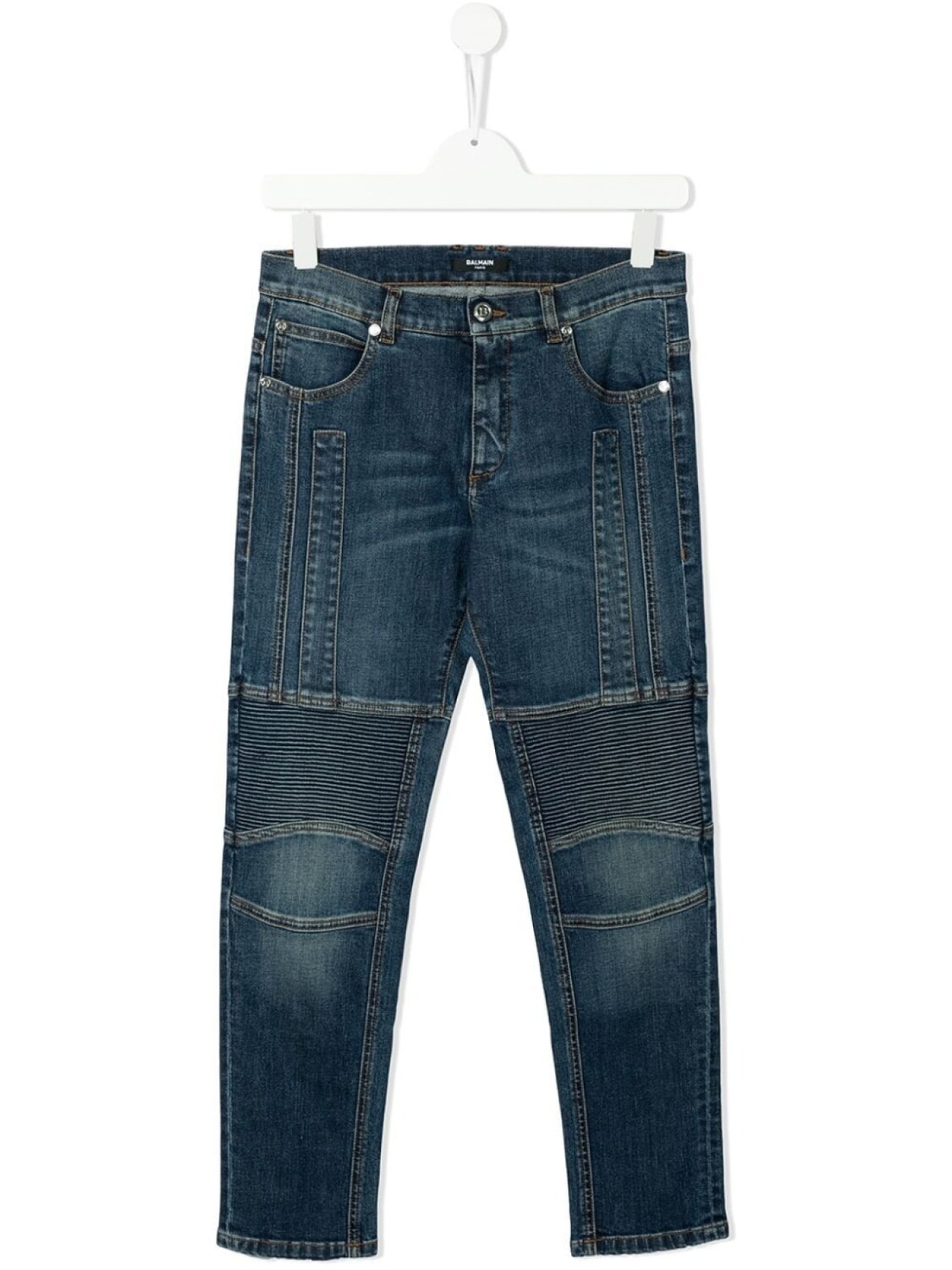 

Прямые джинсы средней посадки Balmain Kids, синий