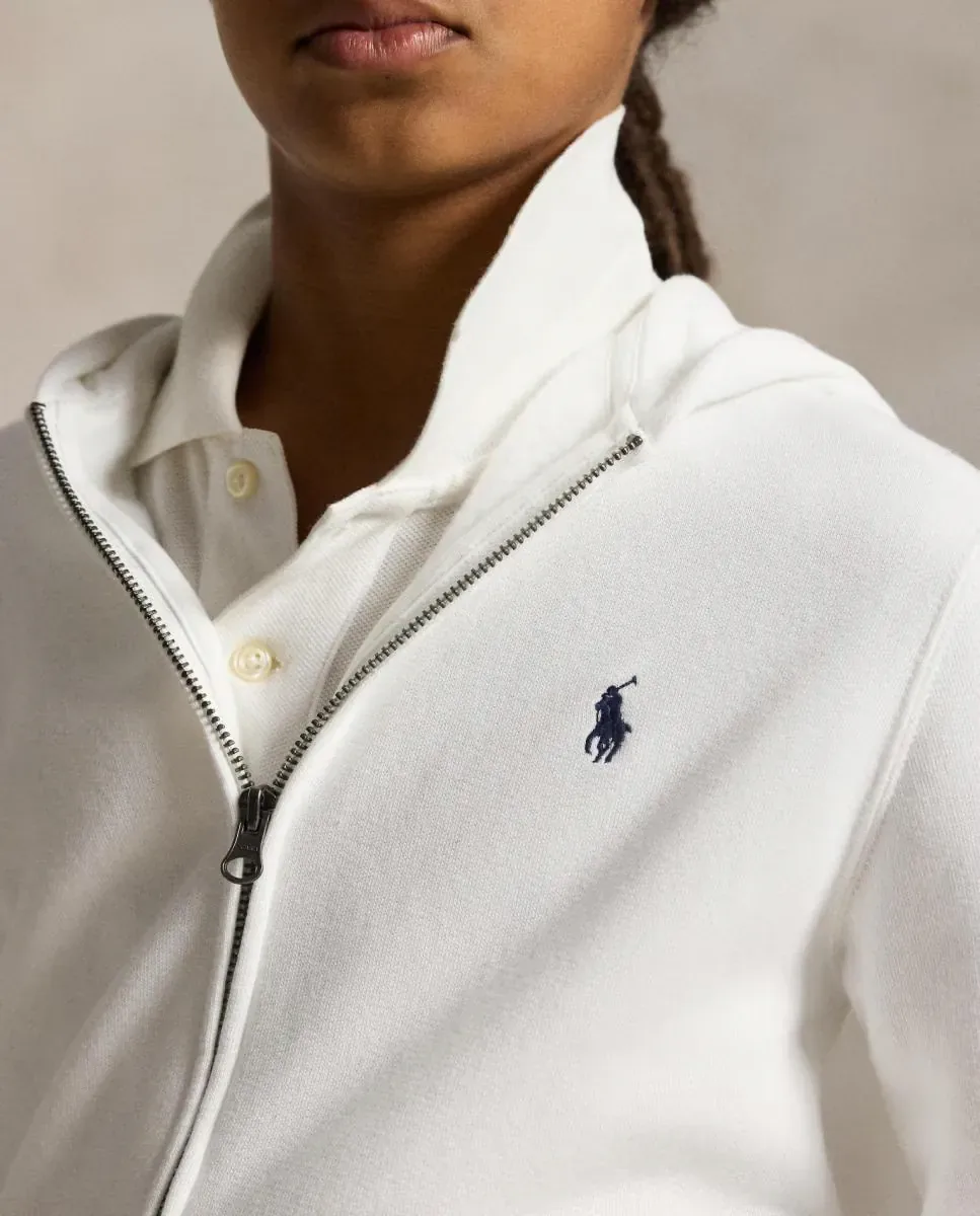 Унисекс толстовка с капюшоном из флиса на молнии Polo Ralph Lauren, белый — фото 2