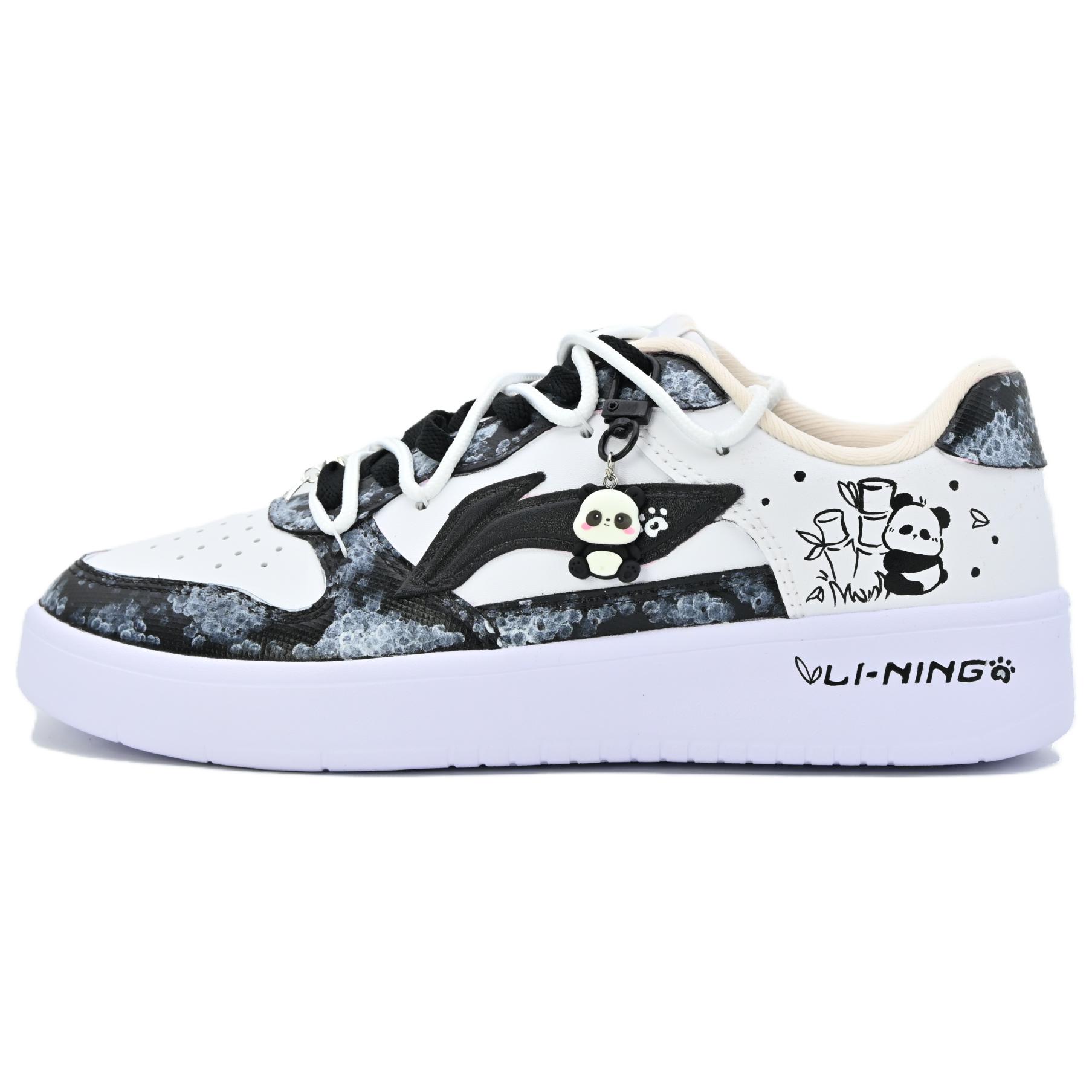 

LINING Понтонные лодки скейтборд кросcовки унисекс низкие черно-белые, цвет Black White