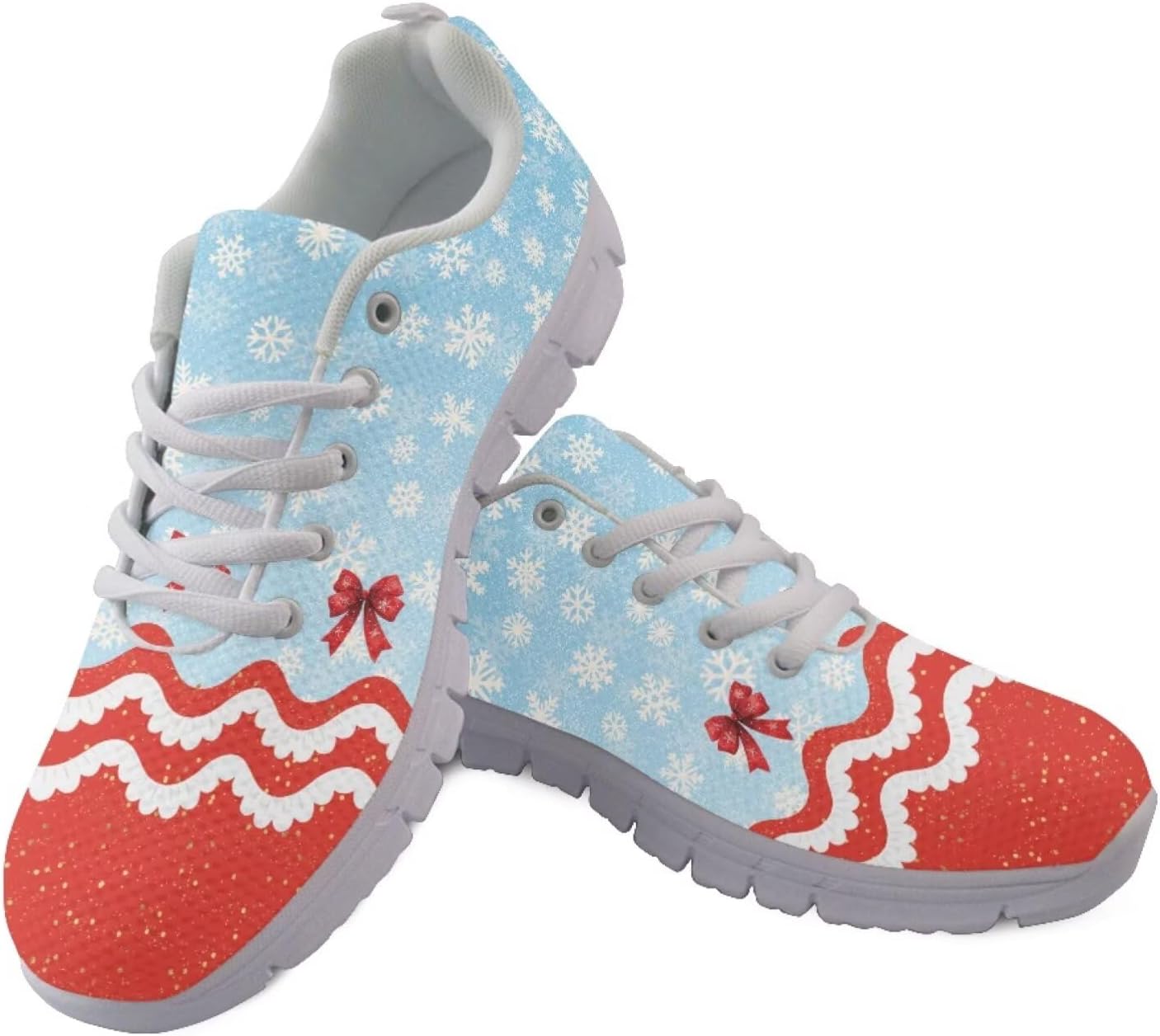 

Мужские повседневные кроссовки PinUp Angel из легкой дышащей сетчатой ткани для работы, путешествий и повседневных дел, Christmas Snowflakes Bows