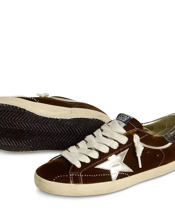Суперзвездные бархатные кроссовки Golden Goose, Cognac — фото 4