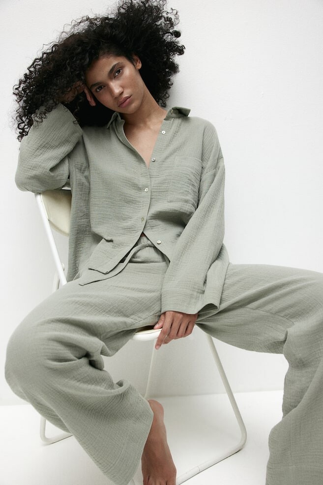 

Пижама из хлопкового муслина H&M, зеленый