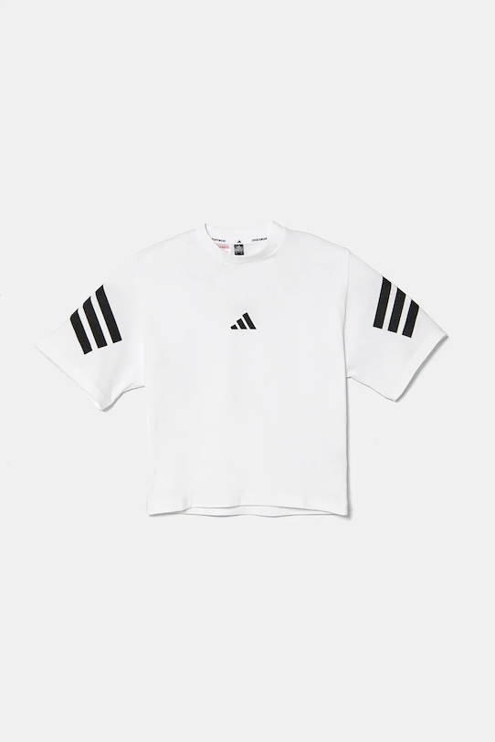 Детская хлопковая футболка Adidas, белый — фото 2
