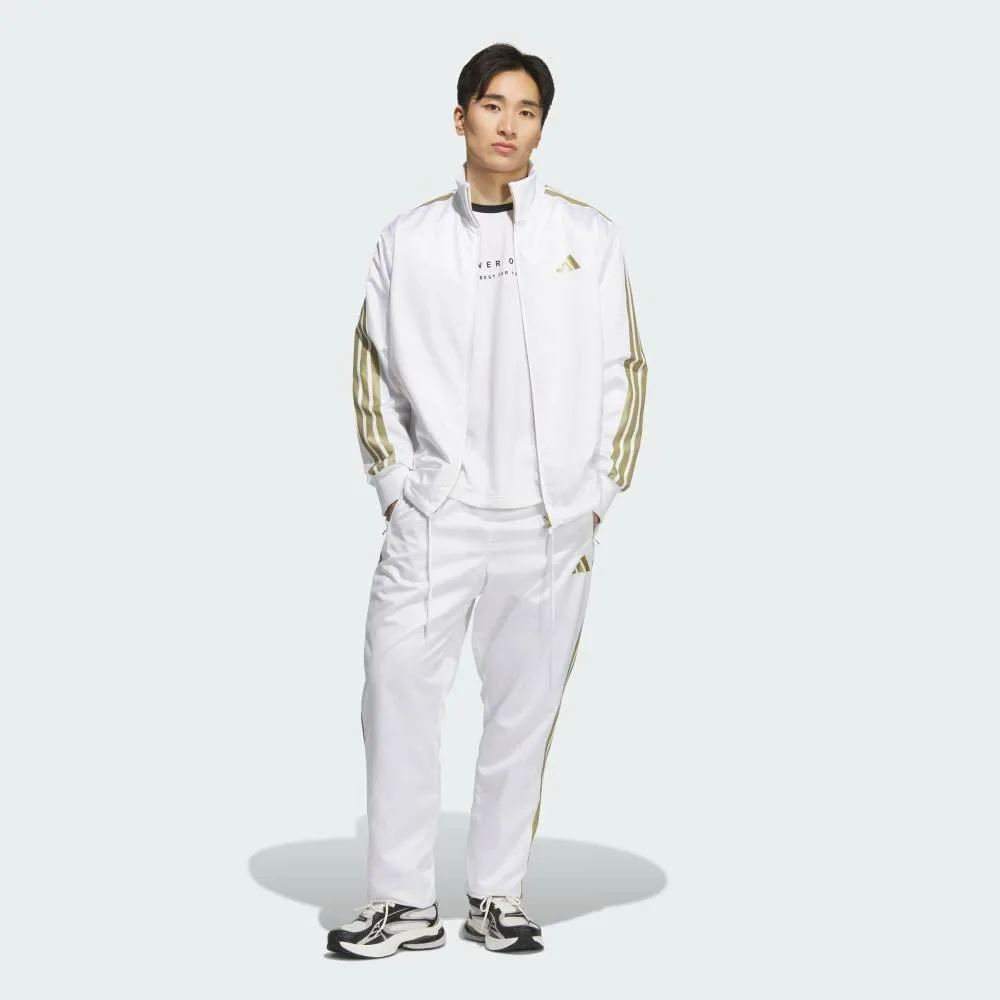 Брюки Adidas Stadium Gold Climawarm с открытым низом и плетеной отделкой, цвет White — фото 3