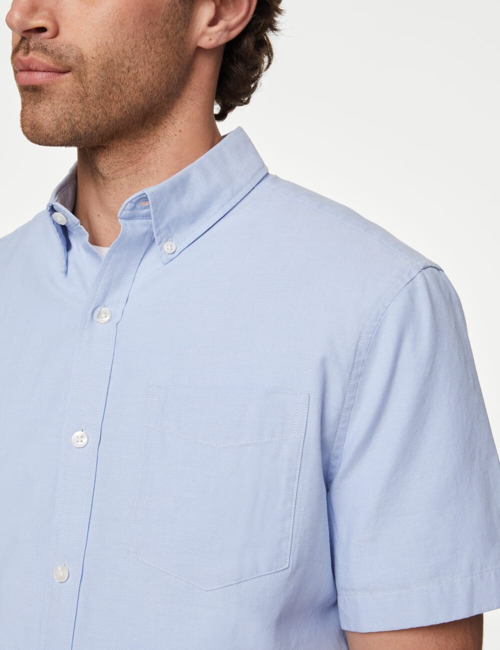 

Рубашка Oxford с высоким содержанием хлопка, легкая в уходе Marks & Spencer, цвет Chambray