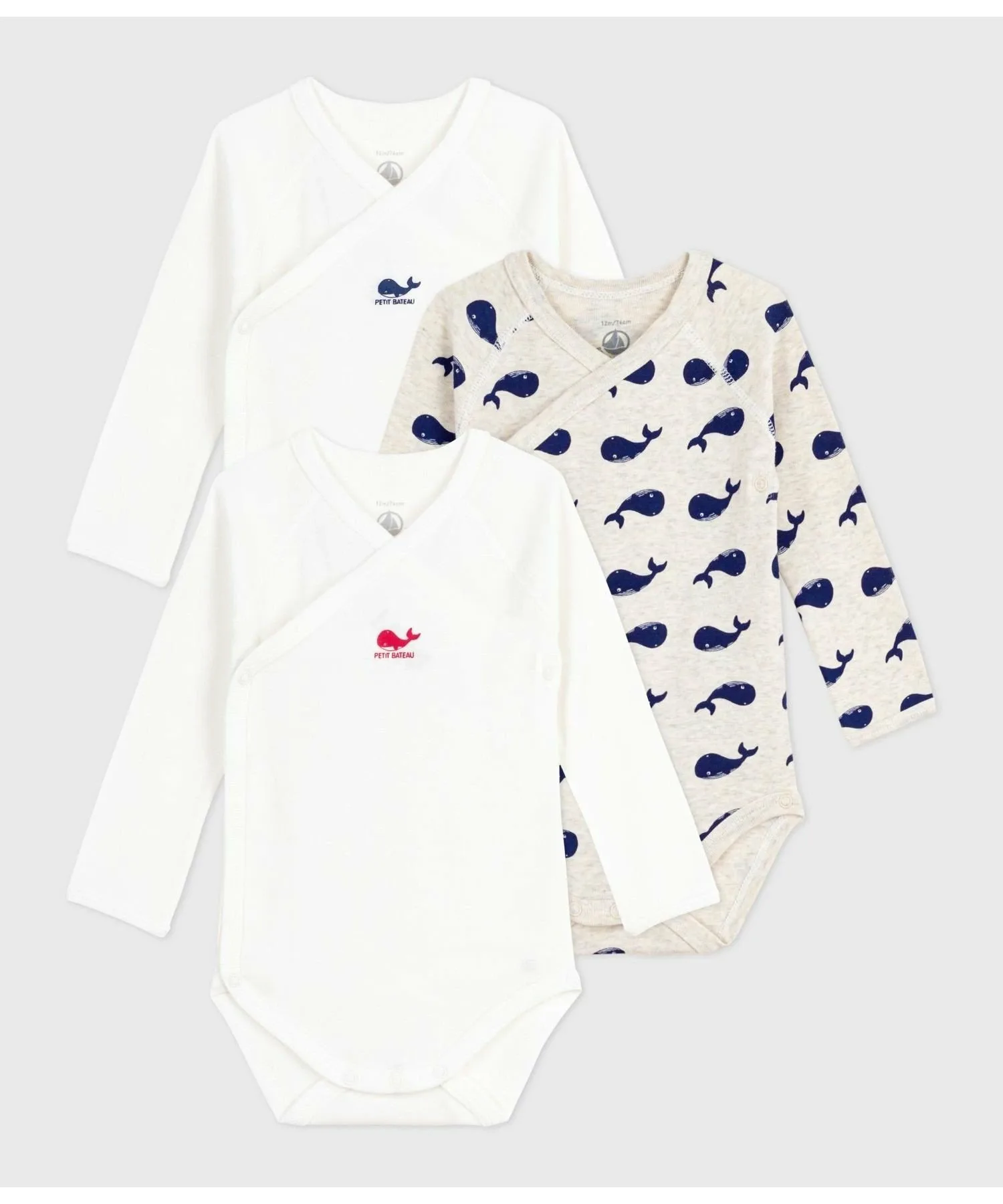Комплект из трех предметов: боди с длинными рукавами и в тон PETIT BATEAU, Multicolor 1