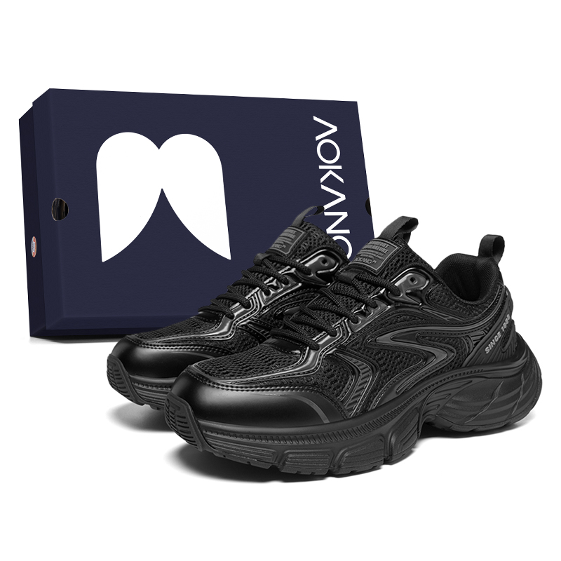 

Кроссовки Cushioned Wear-Resistant Slip-Resistant Low-Top Chunky Sneakers Men's Shopping Bag AOKANG, Jet Black+Giveaway
