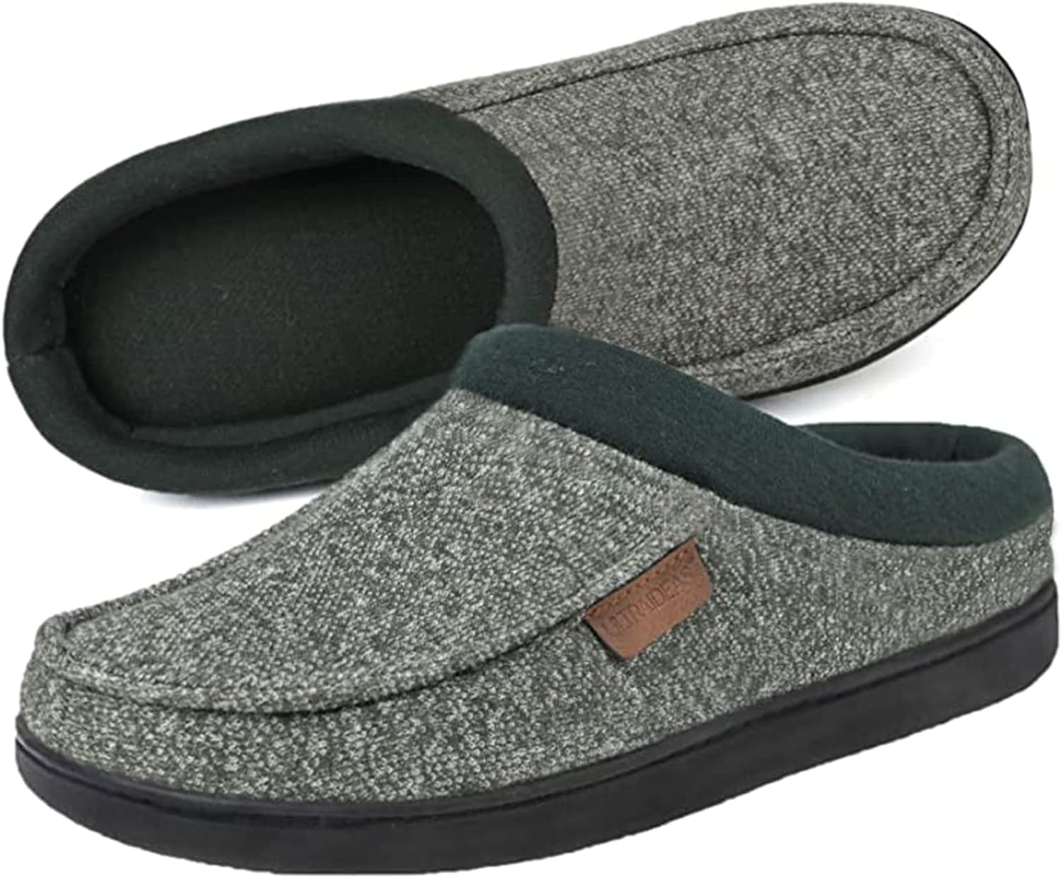 

Мужские теплые пушистые мокасины-сабо ULTRAIDEAS, удобные зимние домашние тапочки для дома и улицы, зеленый