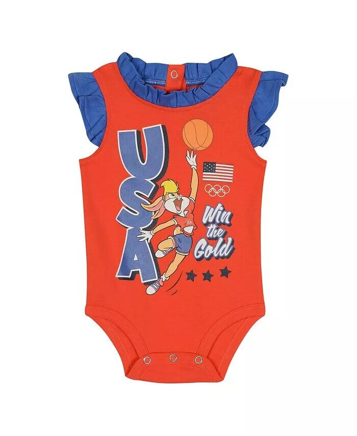 Комплект боди и пинеток Red Team USA Looney Tunes для новорожденных мальчиков и девочек Outerstuff, красный — фото 2