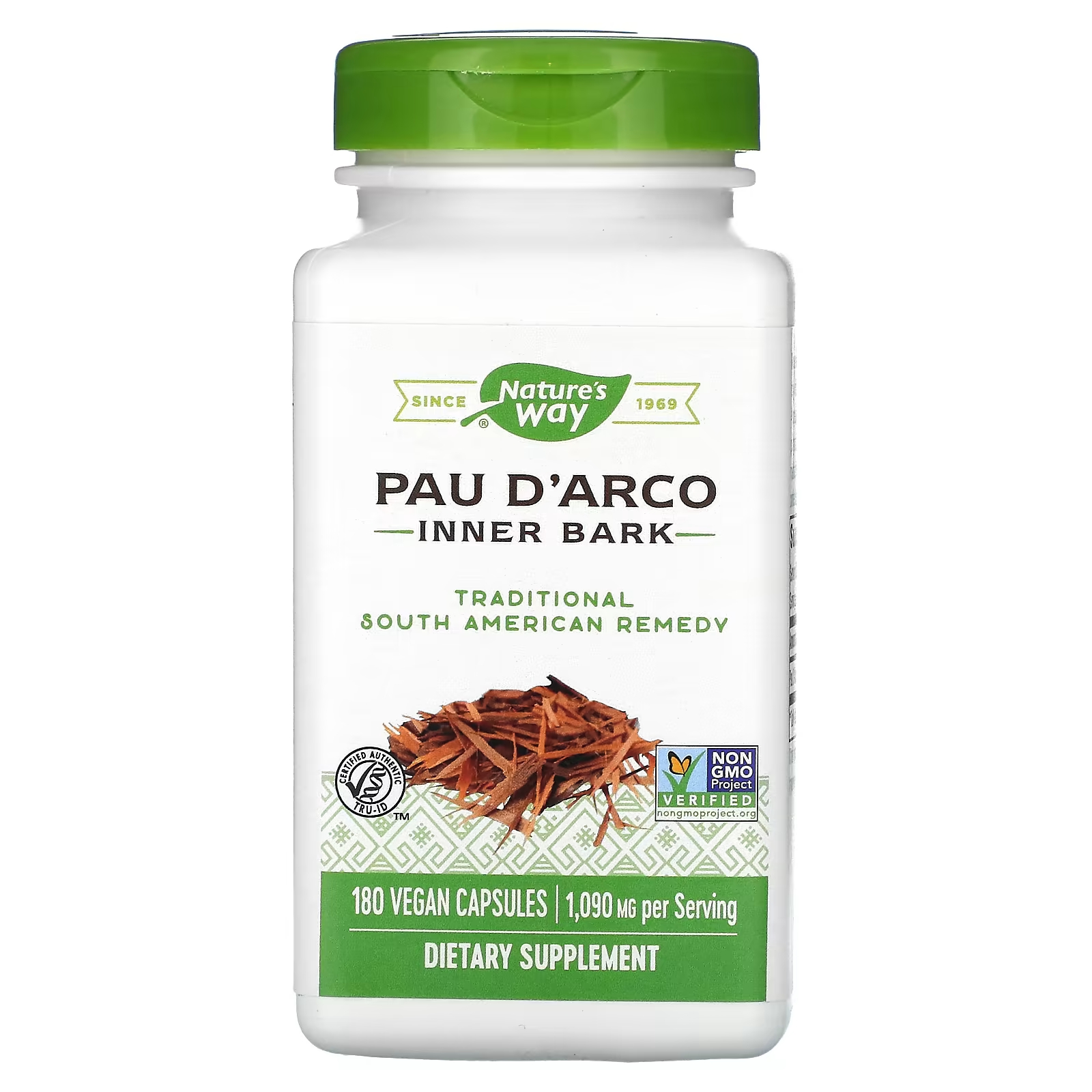 

Добавка Nature's Way Pau d'Arco Inner Bark 1090 мг, 180 веганских капсул