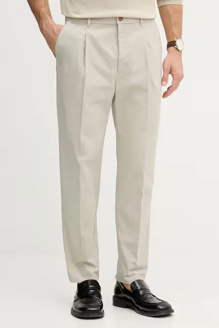 Брюки классические из хлопка с эластаном Calvin Klein, бежевый