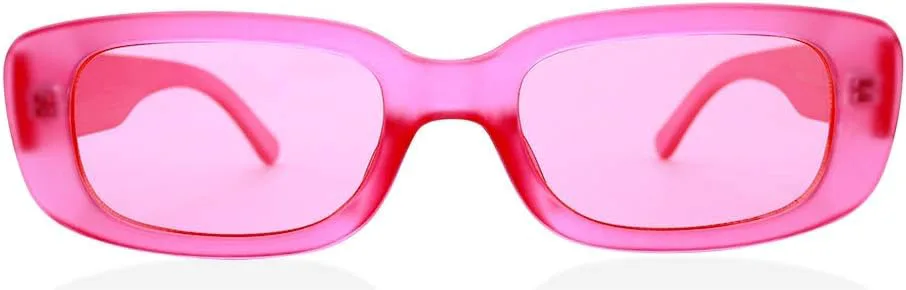 

Солнцезащитные очки ShadyVEU Slim Retro Squared UV400 с толстой матовой оправой и линзами конфетных цветов, унисекс, Hot Pink Frost Frame / Hot Pink Lens