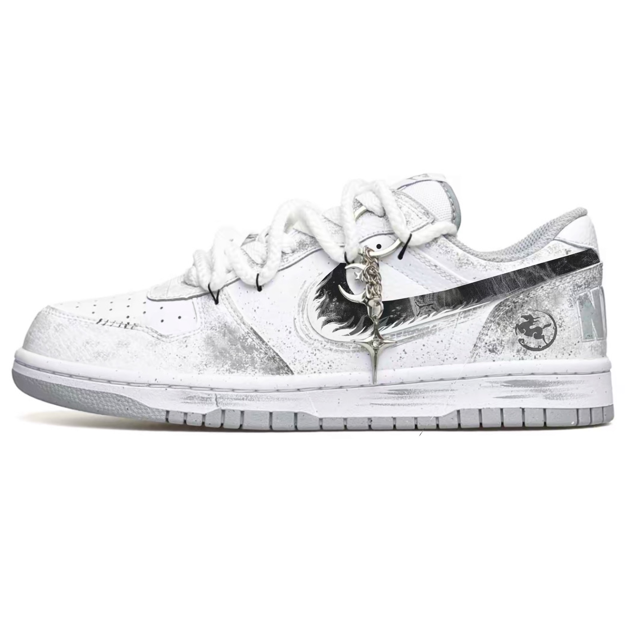 Nike Dunk Copernicus высота увеличивающая устойчивая к истиранию противоскользящая низкая обувь для скейтбординга мужская бело-серая — фото 3