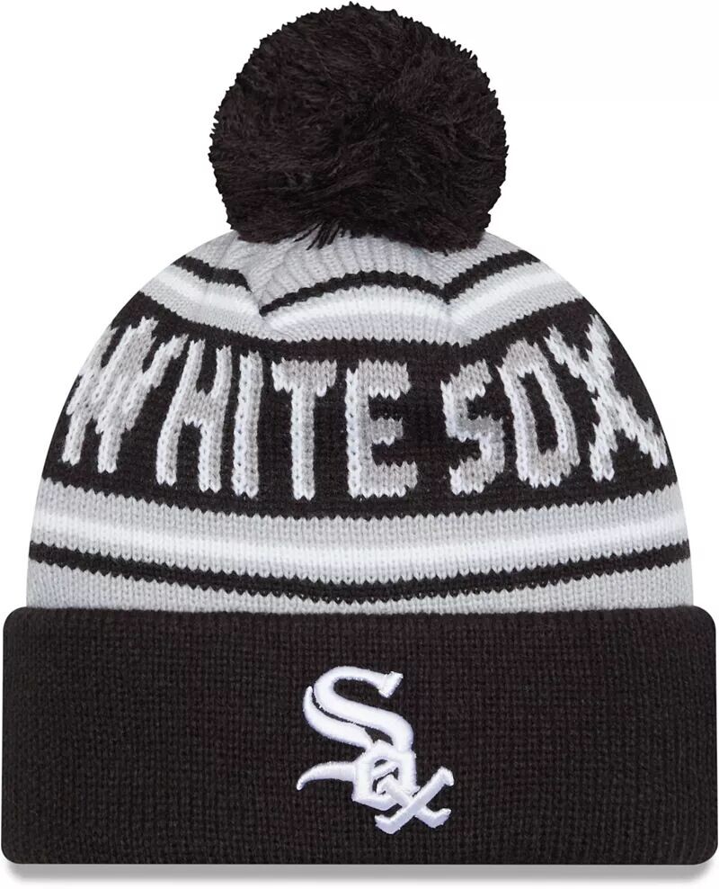 

New Era Adult Chicago White Sox Черная вязаная шапка с помпоном и надписью