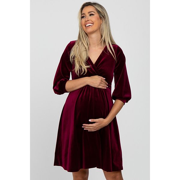 

Бархатное платье-бэбидолл с запахом для беременных Pinkblush, Burgundy