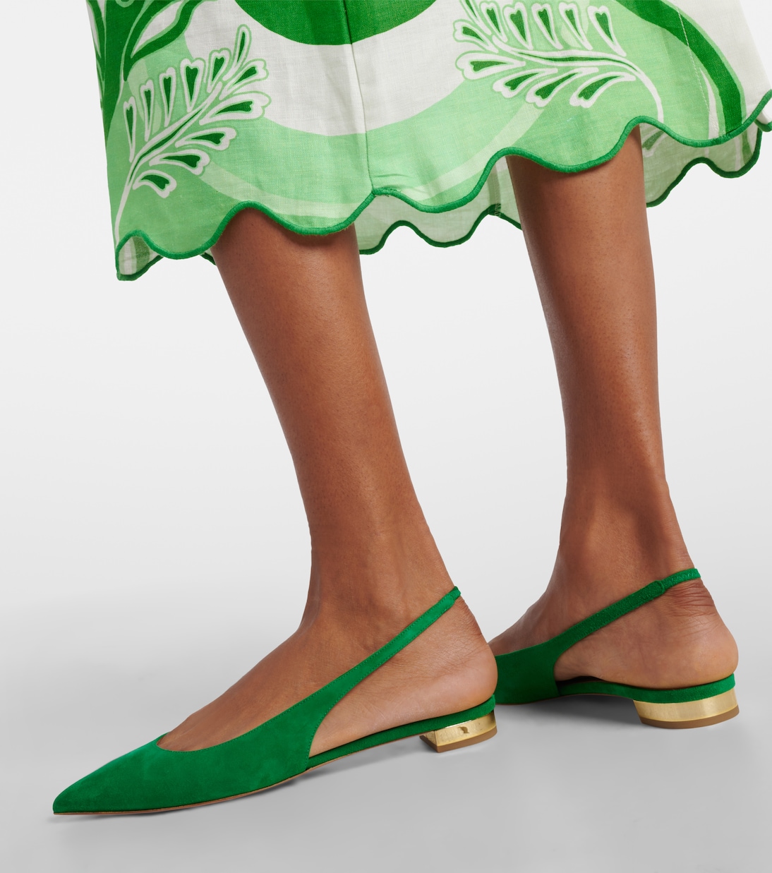 Туфли-лодочки Purist из замши с открытой пяткой Aquazzura, Rich Emerald — фото 4